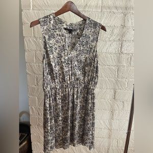 Theyskens' Theory Drajee Igem Silk Dress | Small | Gray | Floral | Sleeveless